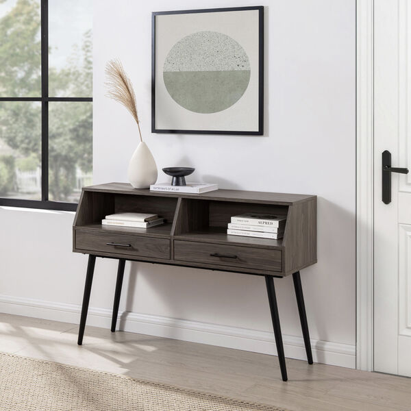 Nora Contemporary Slate Grey Two-Drawer Entry Table, image 4
