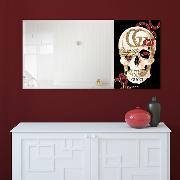 GG Skull Black 24 x 48-Inch Rectangle Beveled Wall Mirror, image 3