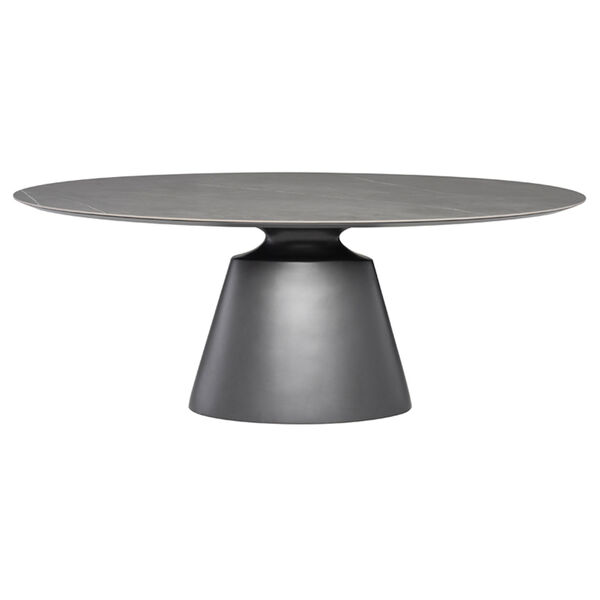 Taji Grey and Titanium 79-Inch Dining Table with Oval Top, image 2