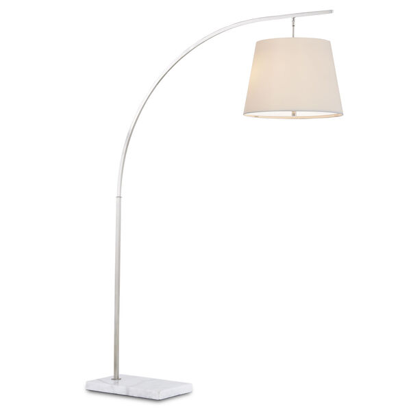 Cloister Brushed Nickel and White Two-Light Floor Lamp, image 4