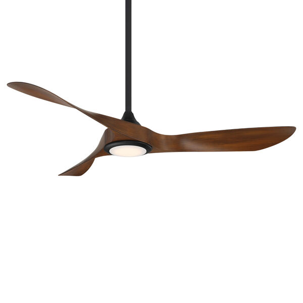 Swirl Matte Black Distressed Koa 54-Inch LED Smart Indoor Outdoor Ceiling Fan, image 1