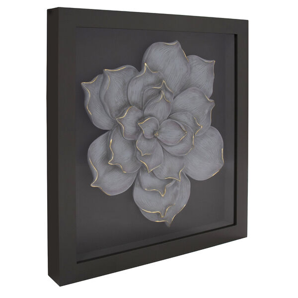 Gray and Gold 26 x 28-Inch Magnolia Flower Wood Wall Art, image 3