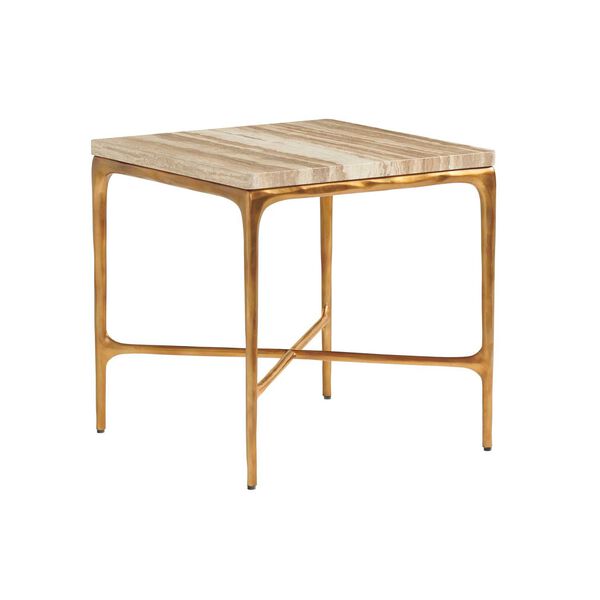 Silverado Natural Park Metal End Table with Stone Top, image 1