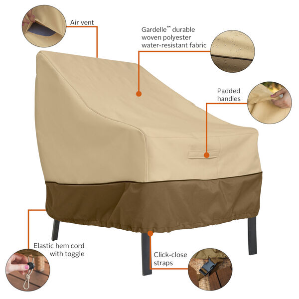 Ash Beige and Brown 38-Inch Patio Lounge Chair Cover, Set of 2, image 2