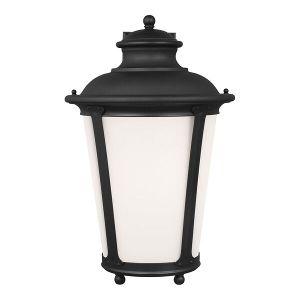 Cape May Black 13-Inch One-Light Outdoor Wall Sconce with Etched White Inside Shade, image 1