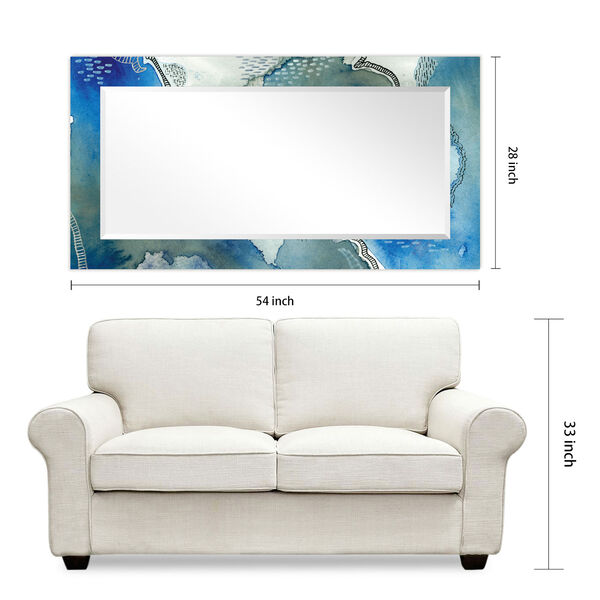 Subtle Blues Blue 54 x 28-Inch Rectangular Beveled Wall Mirror, image 4