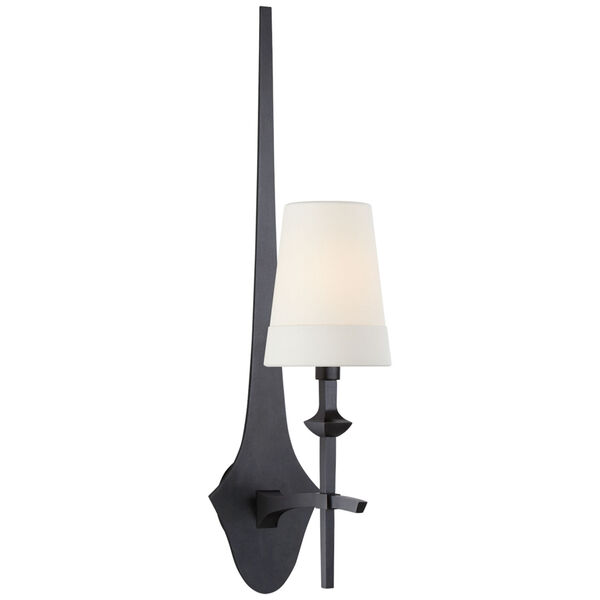 Pippa Medium Sconce in Aged Iron with Linen Shade by Thomas O'Brien, image 1