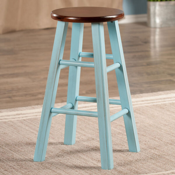 Ivy Rustic Light Blue and Walnut Counter Stool, image 5
