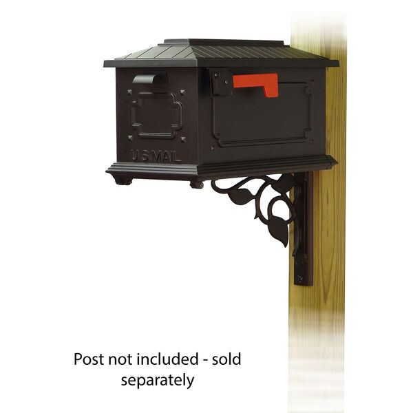 Curbside Black Kingston Mailbox with Floral Front Single Mounting Bracket, image 2