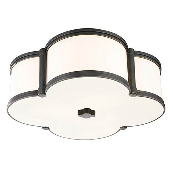 Chandler Old Bronze Three-Light Flush Mount with Opal Glass, image 1