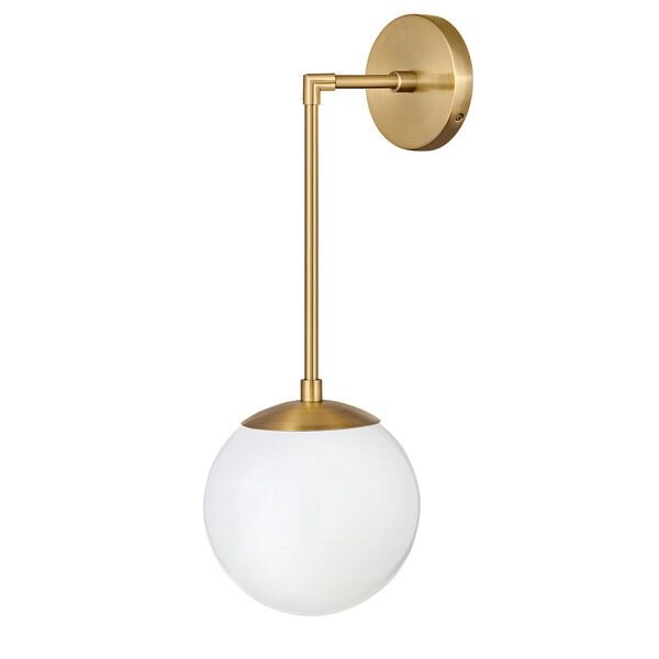 Warby Heritage Brass One-Light Wall Sconce with White Glass, image 1