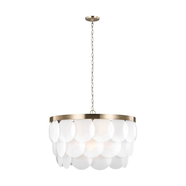 Mellita Satin Brass Eight-Light Pendant with Satin Etched Shade, image 1