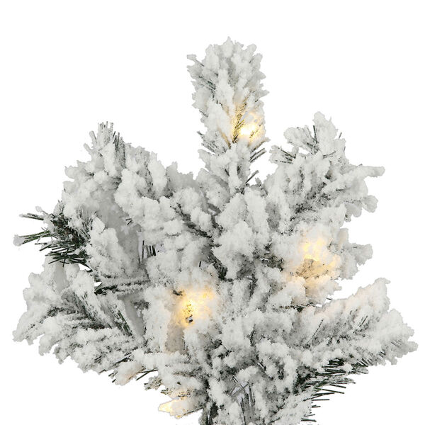 Flocked Alaskan White on Green 7.5 Foot x 68-Inch Christmas Tree with 900 Warm White LED Lights, image 4