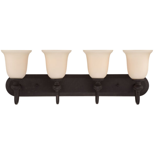 Willow Park Gothic Bronze Four-Light Vanity with Creamy Frosted Glass Shade, image 1