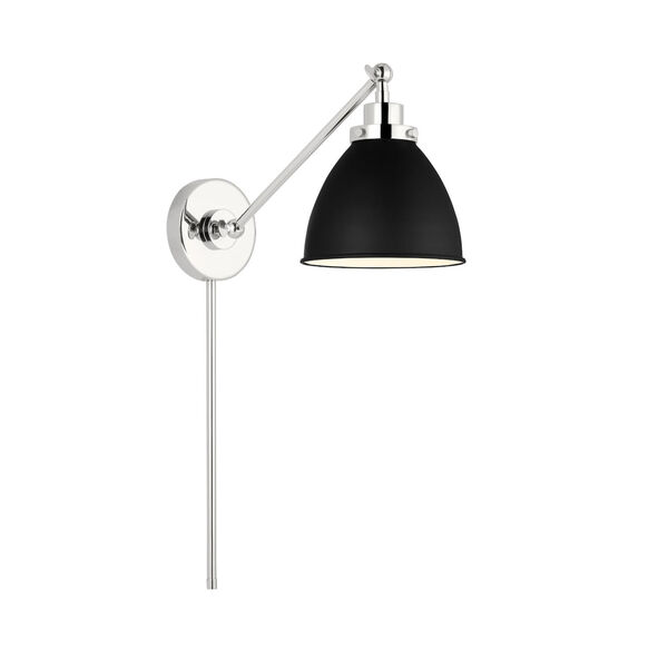 Wellfleet Midnight Black and Polished Nickel One-Light Single Arm Dome Task Sconce, image 3