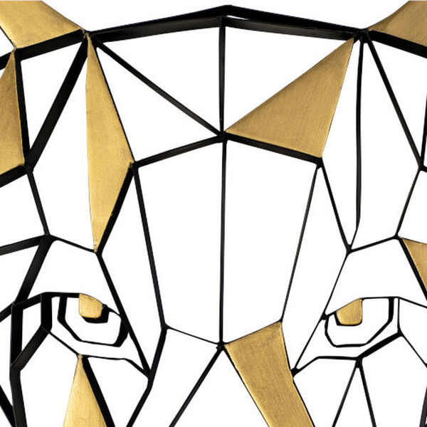 Geometric Animal Kingdom Matte Black Antique Gold Leaf Lion Wall Art, image 4