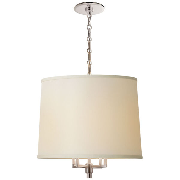 Westport Large Hanging Shade in Soft Silver with Linen Shade by Barbara Barry, image 1