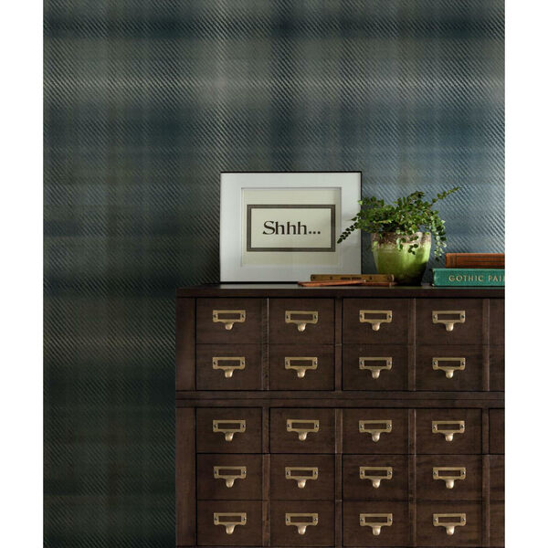 Ronald Redding Blue Sterling Plaid Non Pasted Wallpaper, image 1