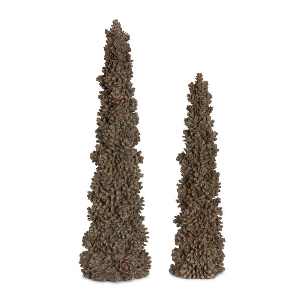 Brown Pine Cone Tree Holiday Tabletop Decor, Set of Two, image 1