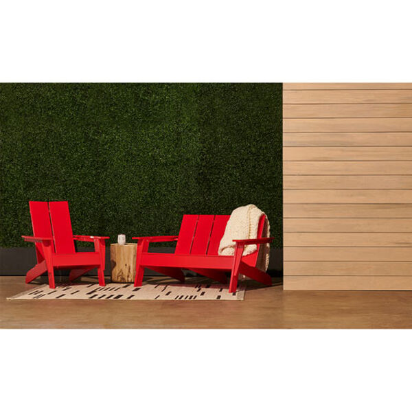Modern Wooden Adirondack Loveseat in Red  - (Open Box), image 3