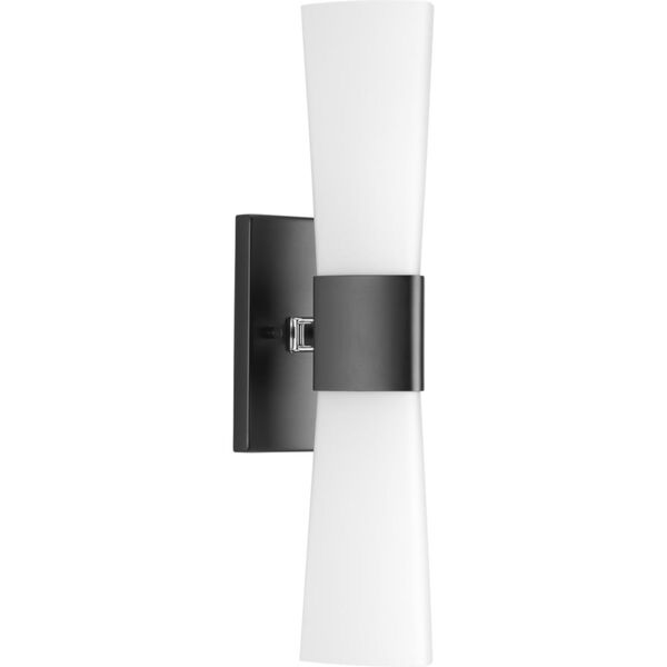 P300062-031: Zura Black Two-Light Bath Sconce with Etched Opal Glass, image 1