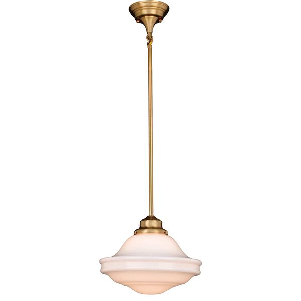 Huntley Natural Brass One-Light Schoolhouse Pendant, image 1