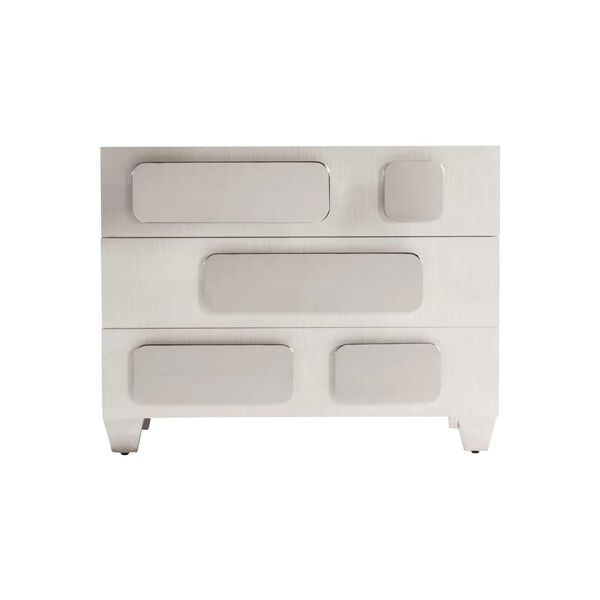 Padma White and Stainless Steel Nightstand, image 3
