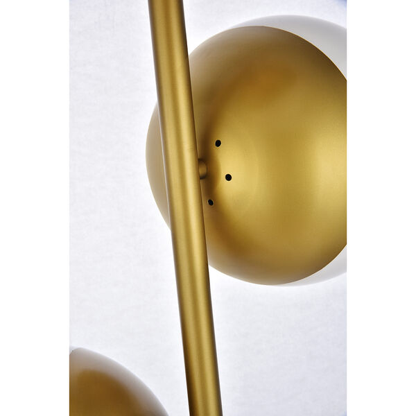 Eclipse Brass and Frosted White Three-Light Floor Lamp, image 4