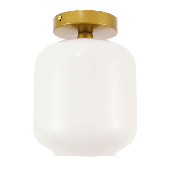 Collier Brass Seven-Inch One-Light Flush Mount with Frosted White Glass, image 4