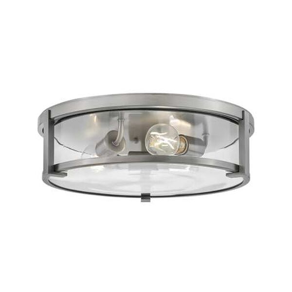Lowell Antique Nickel with Clear Glass Three-Light LED Flush Mount, image 1