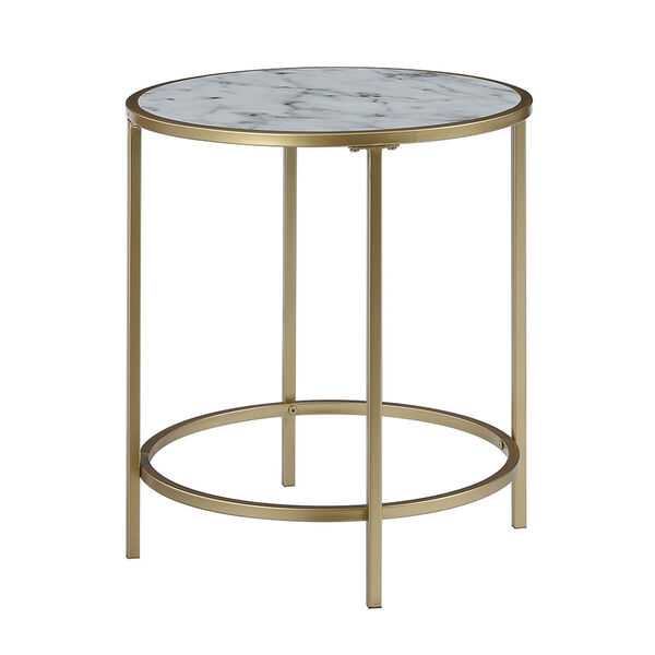 Gold Coast Deluxe Faux Marble Round End Table, image 6