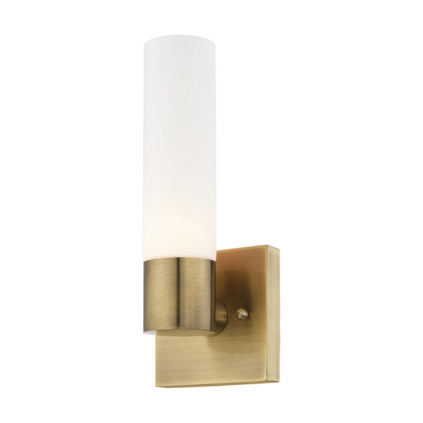 Aero Antique Brass 5-Inch One-Light ADA Wall Sconce with Hand Blown Satin Opal White Twist Lock Glass, image 5