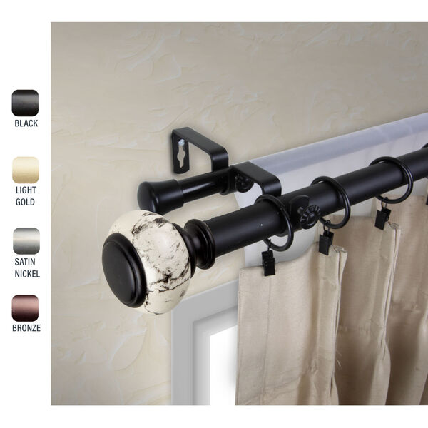 Kelly Black 28-48 Inch Double Curtain Rod, image 2