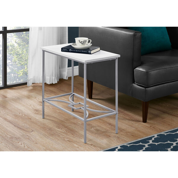 White and Silver 12-Inch Accent Table, image 2