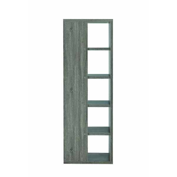 Weathered Grey 5-Tier Semi-Backless Bookcase, image 5