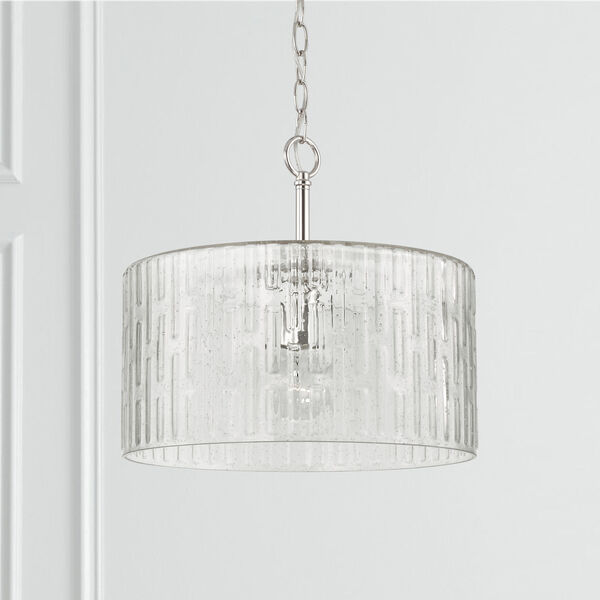 Emerson Polished Nickel One-Light Dual Semi-Flush Mount with Embossed Seeded Glass, image 4