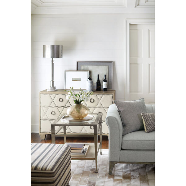 Santa Barbara Sandstone White Oak Veneers and Fabric Drawer Chest, image 4