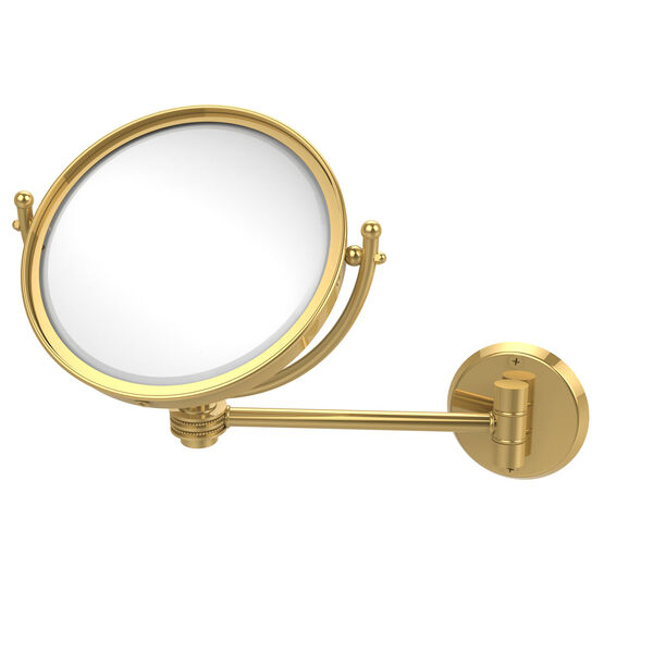 8 Inch Wall Mounted Make-Up Mirror 4X Magnification, Unlacquered Brass, image 1