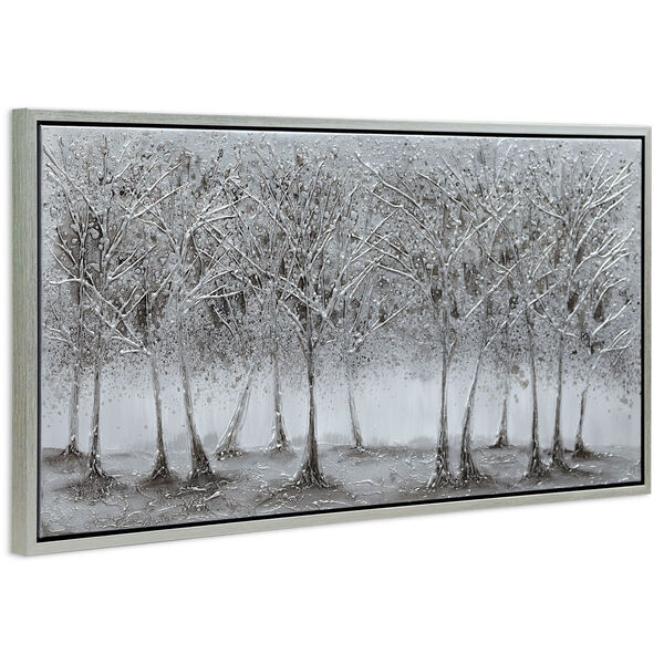 Black Framed Solitary Field Textured Metallic Hand Painted Wall Art, image 3