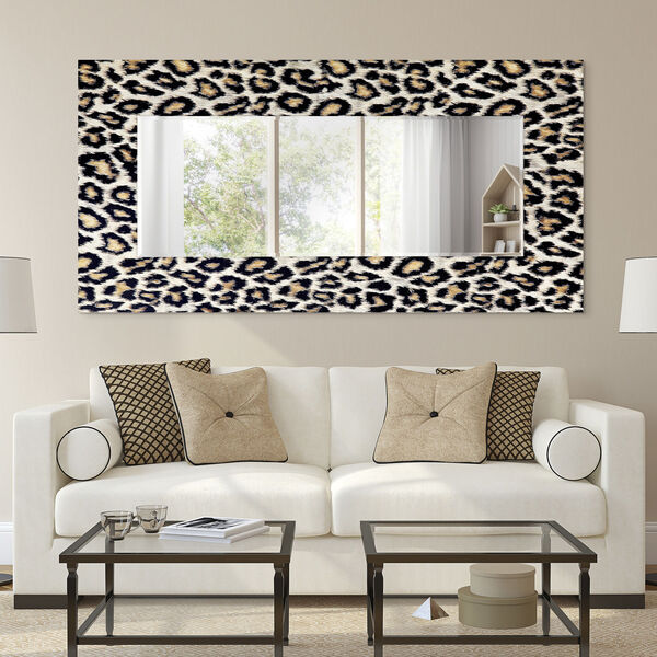 Leopard Black 72 x 36-Inch Rectangular Beveled Floor Mirror, image 1