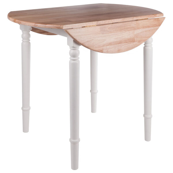 Sorella Natural and White Round Drop Leaf Table, image 2