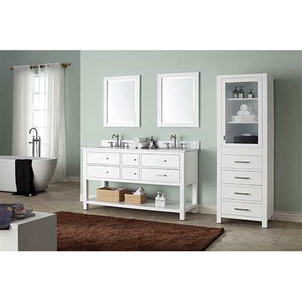 Brooks White 60-Inch Vanity Combo with Carrera White Marble Top, image 3