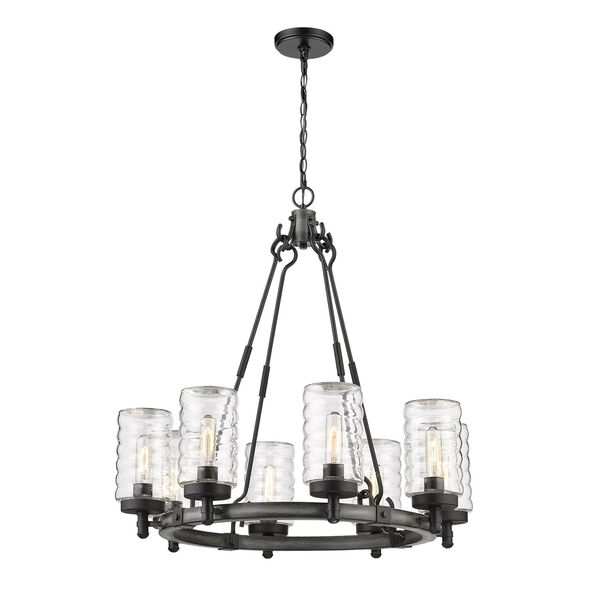 Tahoe Ashen Barnboard Eight-Light Outdoor Pendant with Clear Glass Shade, image 1