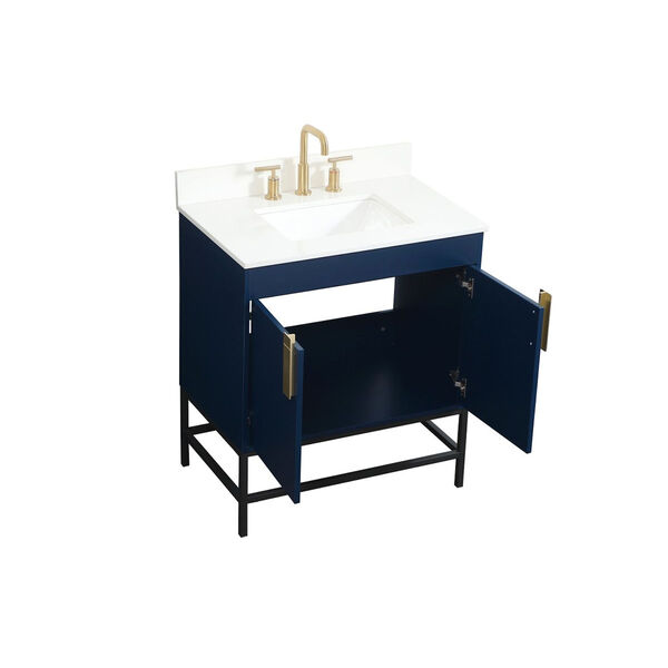 Eugene Blue 30-Inch Single Bathroom Vanity with Backsplash, image 2