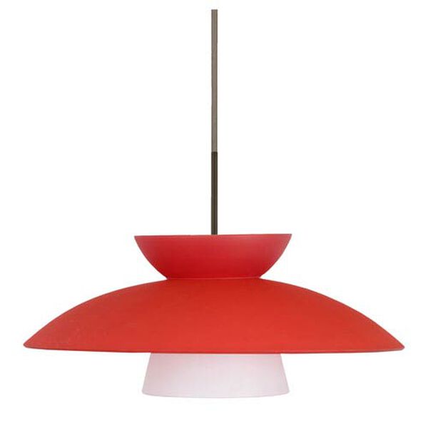 Trilo 15 Bronze One-Light LED Pendant with Red Matte Glass, image 1