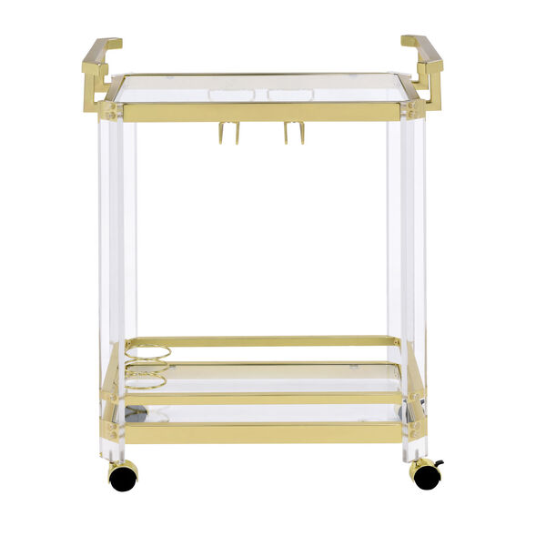 Aerin Gold Serving Cart with Tempered Glass, image 2