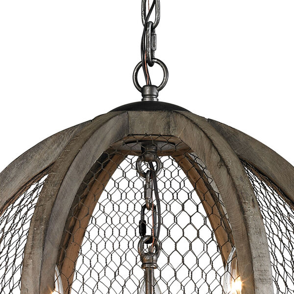 Renaissance Invention Aged Wood Three-Light 18-Inch Pendant, image 5