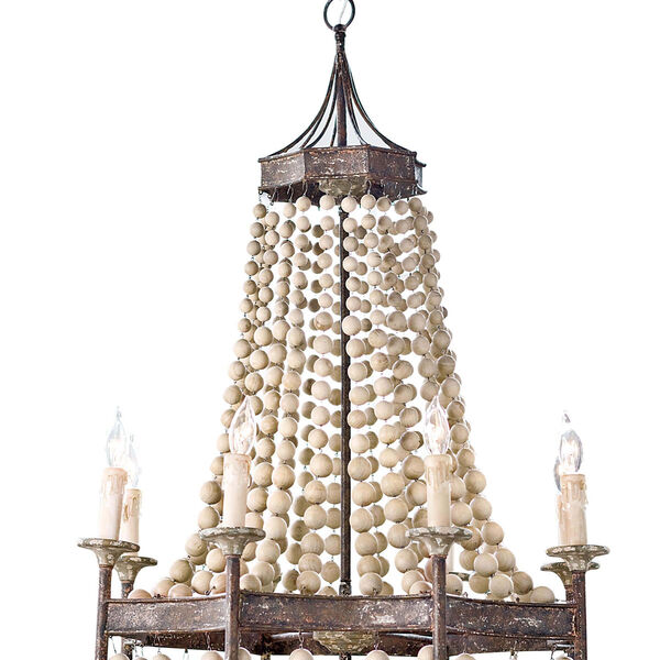 Southern Living New South Wood 26-Inch Eight-Light Chandelier, image 2