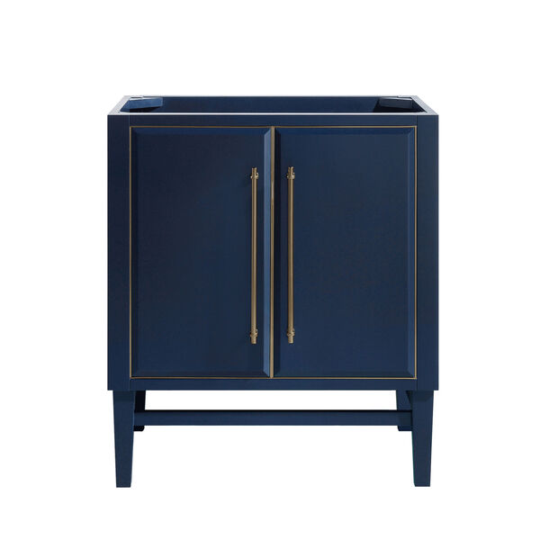 Navy Blue 30-Inch Bath vanity Cabinet with Gold Trim, image 1