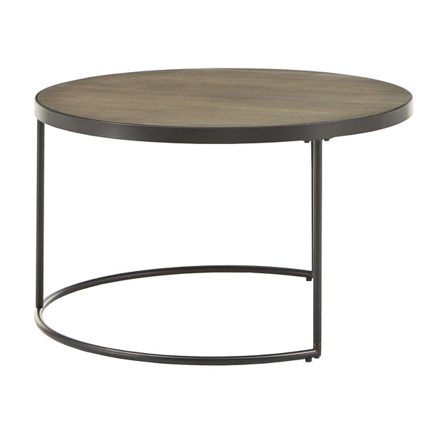 Dublin Black Round Nesting Coffee Table with Faux Stingray Top, image 4